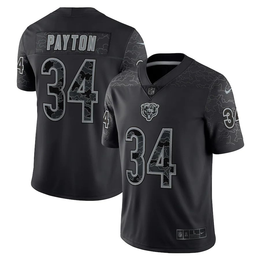Men Chicago Bears #34 Walter Payton Nike Black Retired Player RFLCTV Limited NFL Jersey